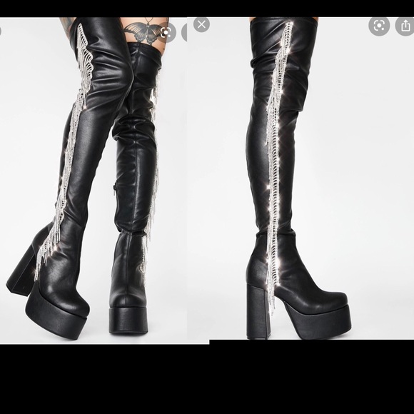 Power trip fringe thigh high boots - Picture 3 of 3